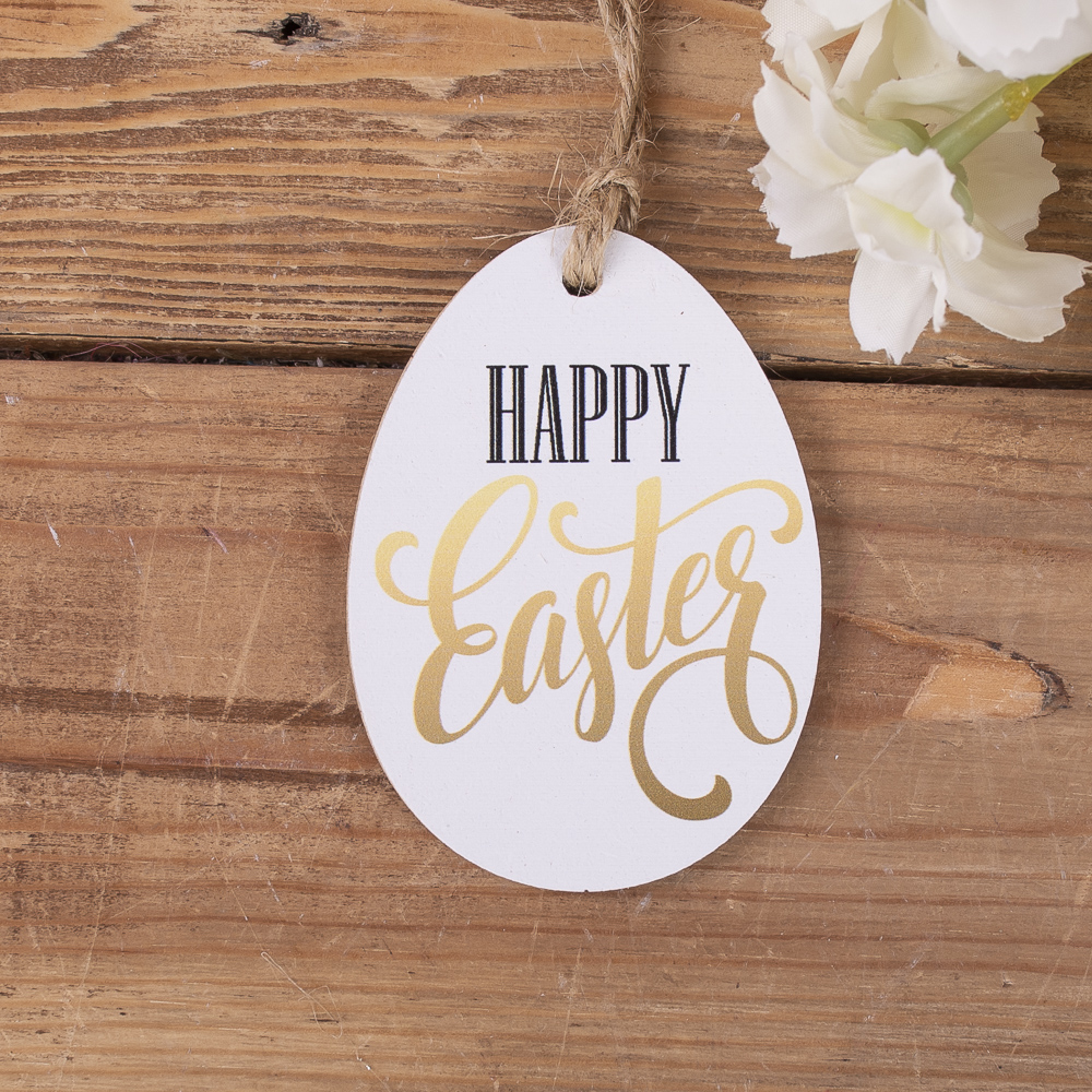 подвеска пасхальная из дерева - яйцо happy easter